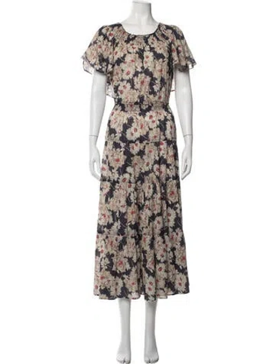 Pre-owned The Great Floral Print Long Dress W/ Tags In Blue