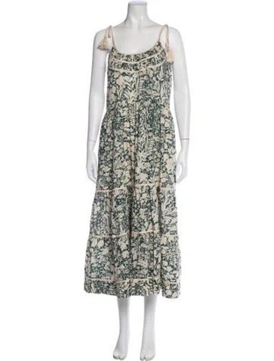 Pre-owned The Great Floral Print Long Dress W/ Tags In Green