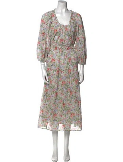 Pre-owned The Great Floral Print Long Dress W/ Tags In Neutral