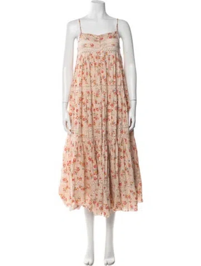 Pre-owned The Great Floral Print Long Dress W/ Tags In Pink