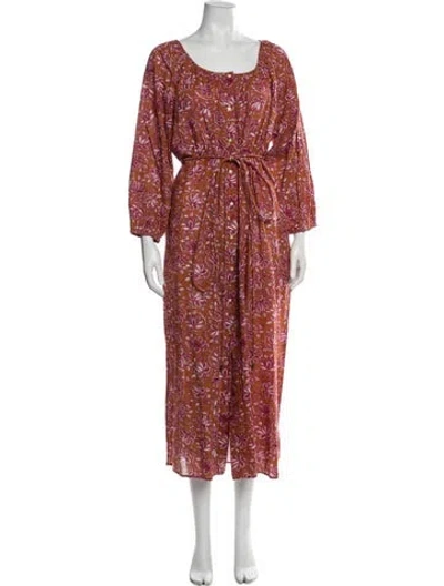 Pre-owned The Great Floral Print Long Dress W/ Tags In Red