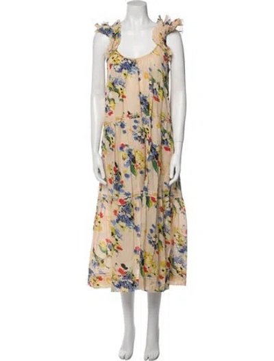 Pre-owned The Great Floral Print Long Dress In Yellow