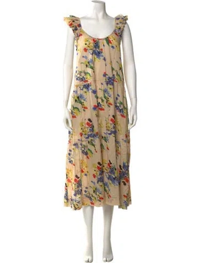 Pre-owned The Great Floral Print Long Dress In Yellow