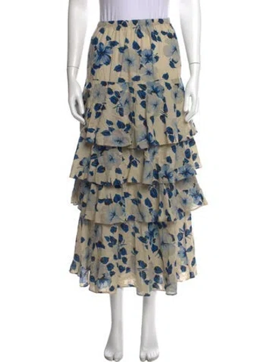 Pre-owned The Great Floral Print Long Skirt In Blue