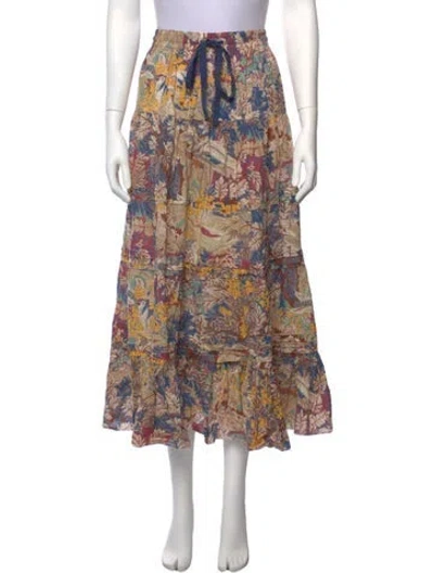 Pre-owned The Great Floral Print Long Skirt In Blue