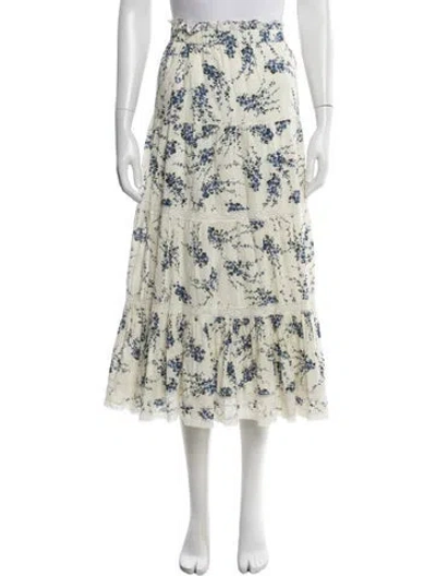 Pre-owned The Great Floral Print Long Skirt In Blue/neutrals