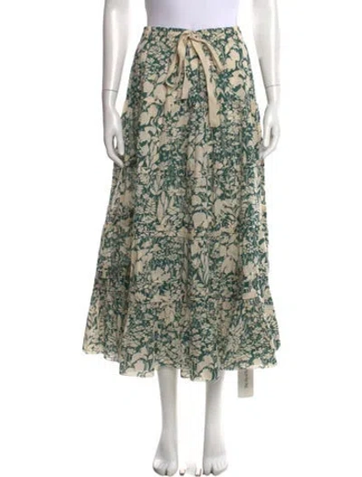 Pre-owned The Great Floral Print Long Skirt In Green