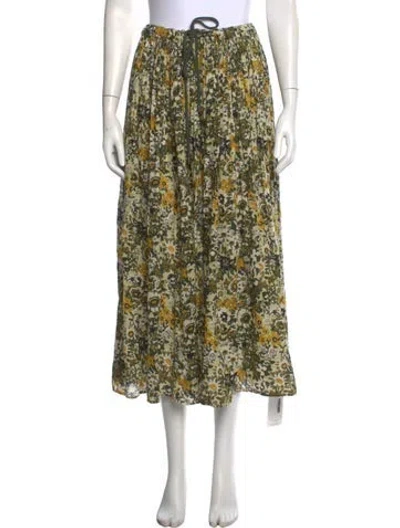 Pre-owned The Great Floral Print Long Skirt In Green