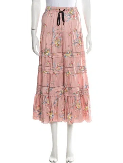 Pre-owned The Great Floral Print Long Skirt In Orange