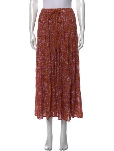 Pre-owned The Great Floral Print Long Skirt In Orange
