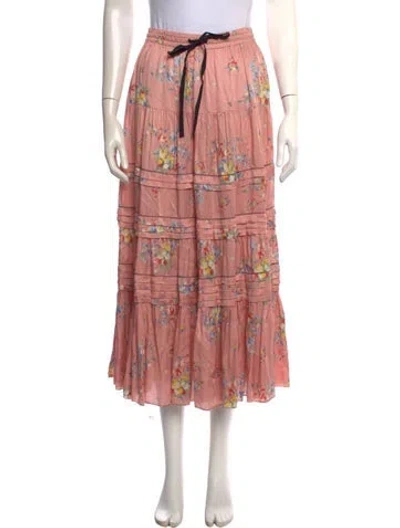 Pre-owned The Great Floral Print Long Skirt In Pink