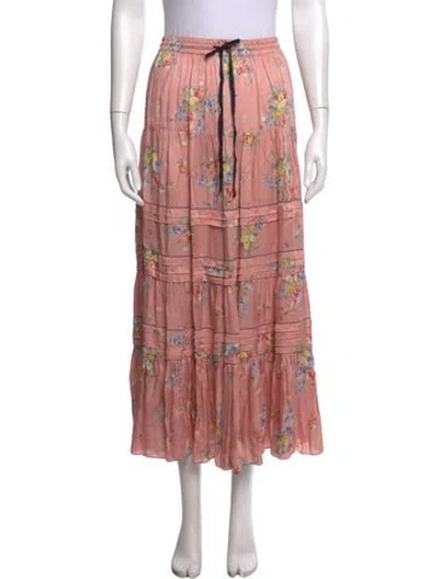 Pre-owned The Great Floral Print Long Skirt In Pink