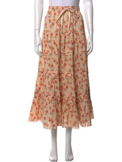 Pre-owned The Great Floral Print Long Skirt In Pink