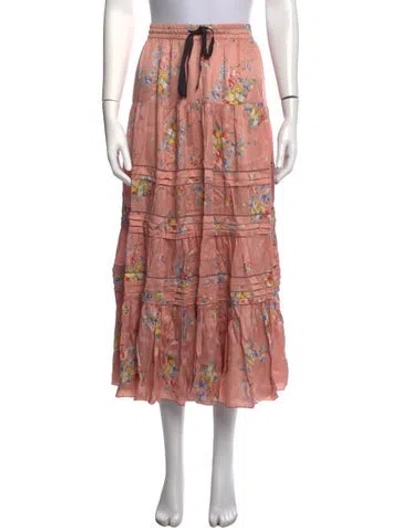 Pre-owned The Great Floral Print Long Skirt In Pink