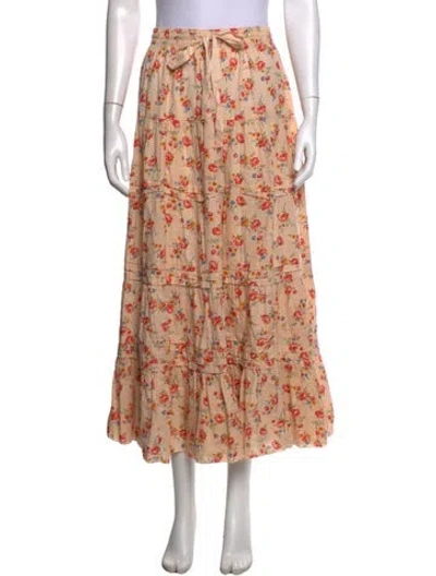 Pre-owned The Great Floral Print Long Skirt In Pink
