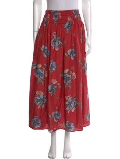 Pre-owned The Great Floral Print Long Skirt In Red