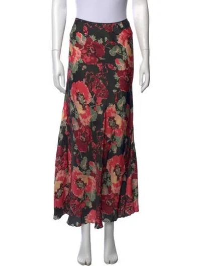 Pre-owned The Great Floral Print Long Skirt In Red