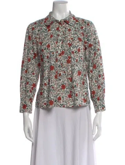 Pre-owned The Great Floral Print Long Sleeve Blouse In Multi