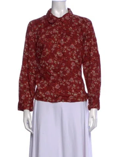 Pre-owned The Great Floral Print Long Sleeve Blouse W/ Tags In Red