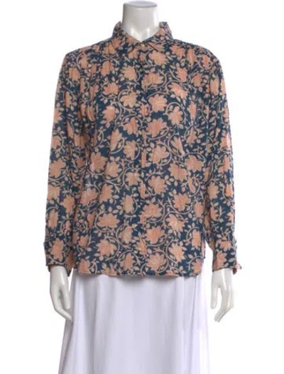 Pre-owned The Great Floral Print Long Sleeve Button-up Top In Multicolor
