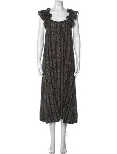 Pre-owned The Great Floral Print Midi Length Dress In Black
