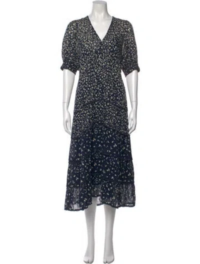 Pre-owned The Great Floral Print Midi Length Dress In Blue