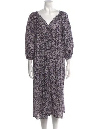 Pre-owned The Great Floral Print Midi Length Dress In Blue