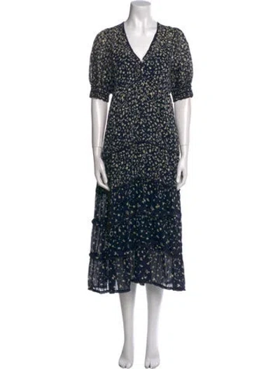 Pre-owned The Great Floral Print Midi Length Dress In Blue