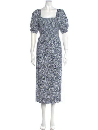 Pre-owned The Great Floral Print Midi Length Dress In Blue