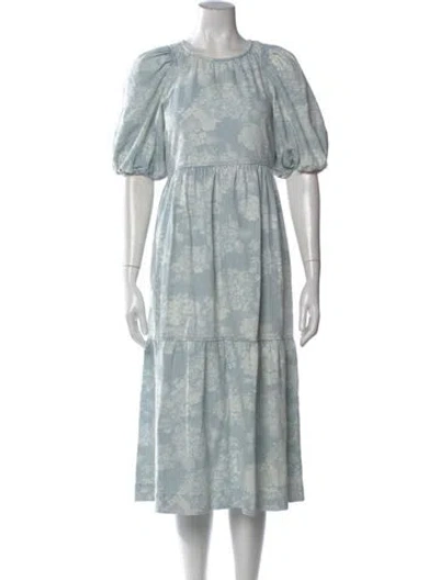 Pre-owned The Great Floral Print Midi Length Dress In Blue