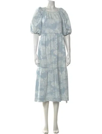 Pre-owned The Great Floral Print Midi Length Dress In Blue