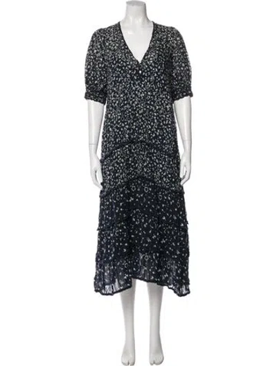 Pre-owned The Great Floral Print Midi Length Dress In Blue