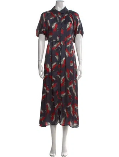 Pre-owned The Great Floral Print Midi Length Dress In Blue