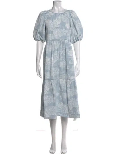 Pre-owned The Great Floral Print Midi Length Dress In Blue