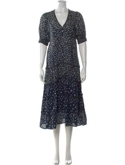 Pre-owned The Great Floral Print Midi Length Dress In Blue