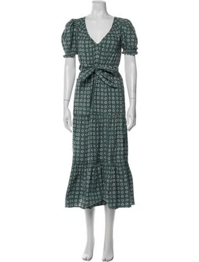 Pre-owned The Great Floral Print Midi Length Dress In Blue
