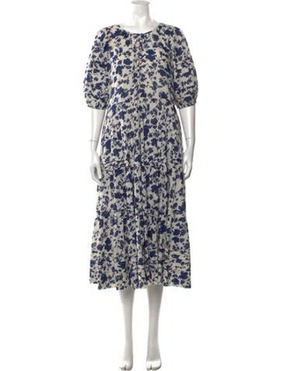 Pre-owned The Great Floral Print Midi Length Dress In Blue