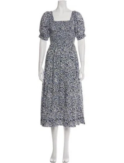 Pre-owned The Great Floral Print Midi Length Dress In Blue