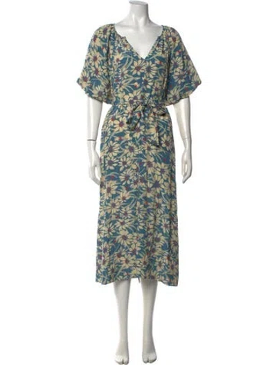 Pre-owned The Great Floral Print Midi Length Dress In Blue