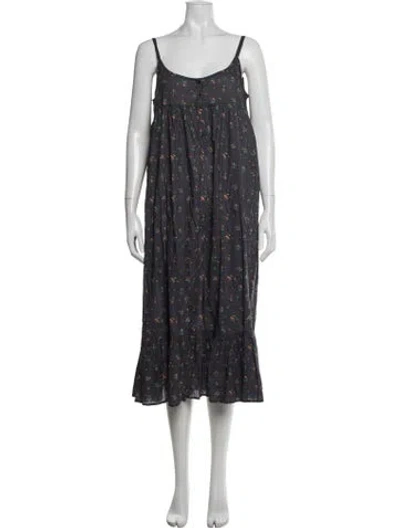 Pre-owned The Great Floral Print Midi Length Dress In Blue