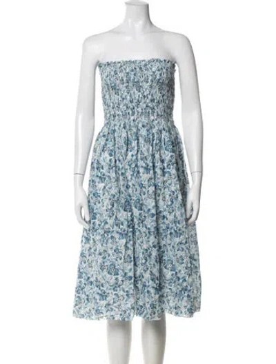 Pre-owned The Great Floral Print Midi Length Dress In Blue