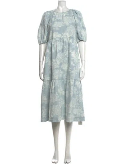 Pre-owned The Great Floral Print Midi Length Dress In Blue