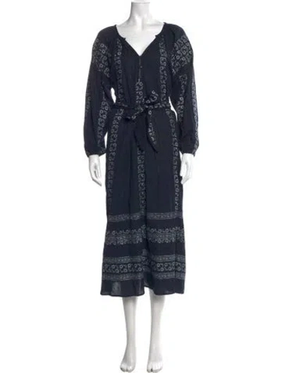 Pre-owned The Great Floral Print Midi Length Dress In Blue