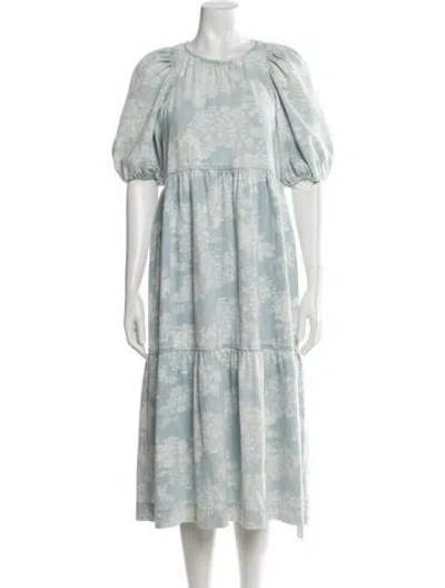 Pre-owned The Great Floral Print Midi Length Dress In Blue