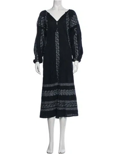 Pre-owned The Great Floral Print Midi Length Dress In Blue