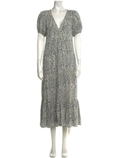 Pre-owned The Great Floral Print Midi Length Dress In Blue