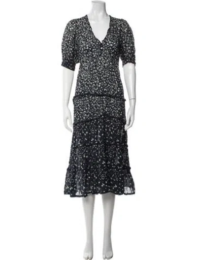 Pre-owned The Great Floral Print Midi Length Dress In Blue