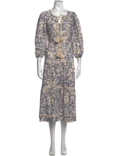 Pre-owned The Great Floral Print Midi Length Dress In Blue/neutrals