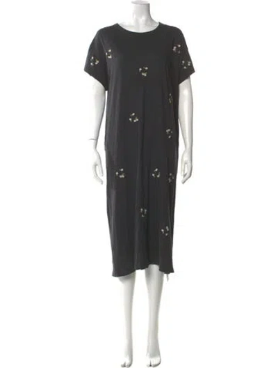 Pre-owned The Great Floral Print Midi Length Dress In Gray