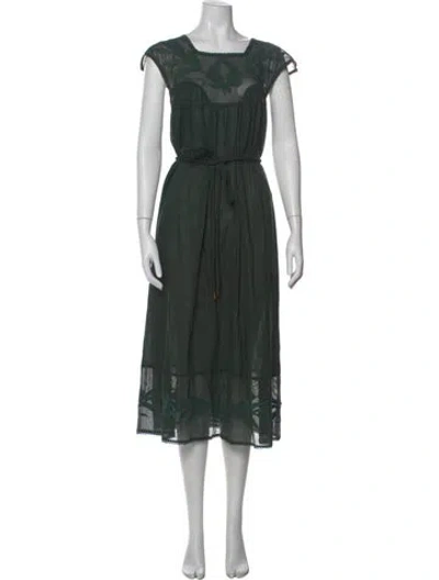 Pre-owned The Great Floral Print Midi Length Dress In Green